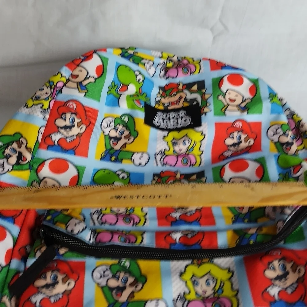 Nintendo Super Mario Bros Backpack 17” All over Character Print Luigi Toad
